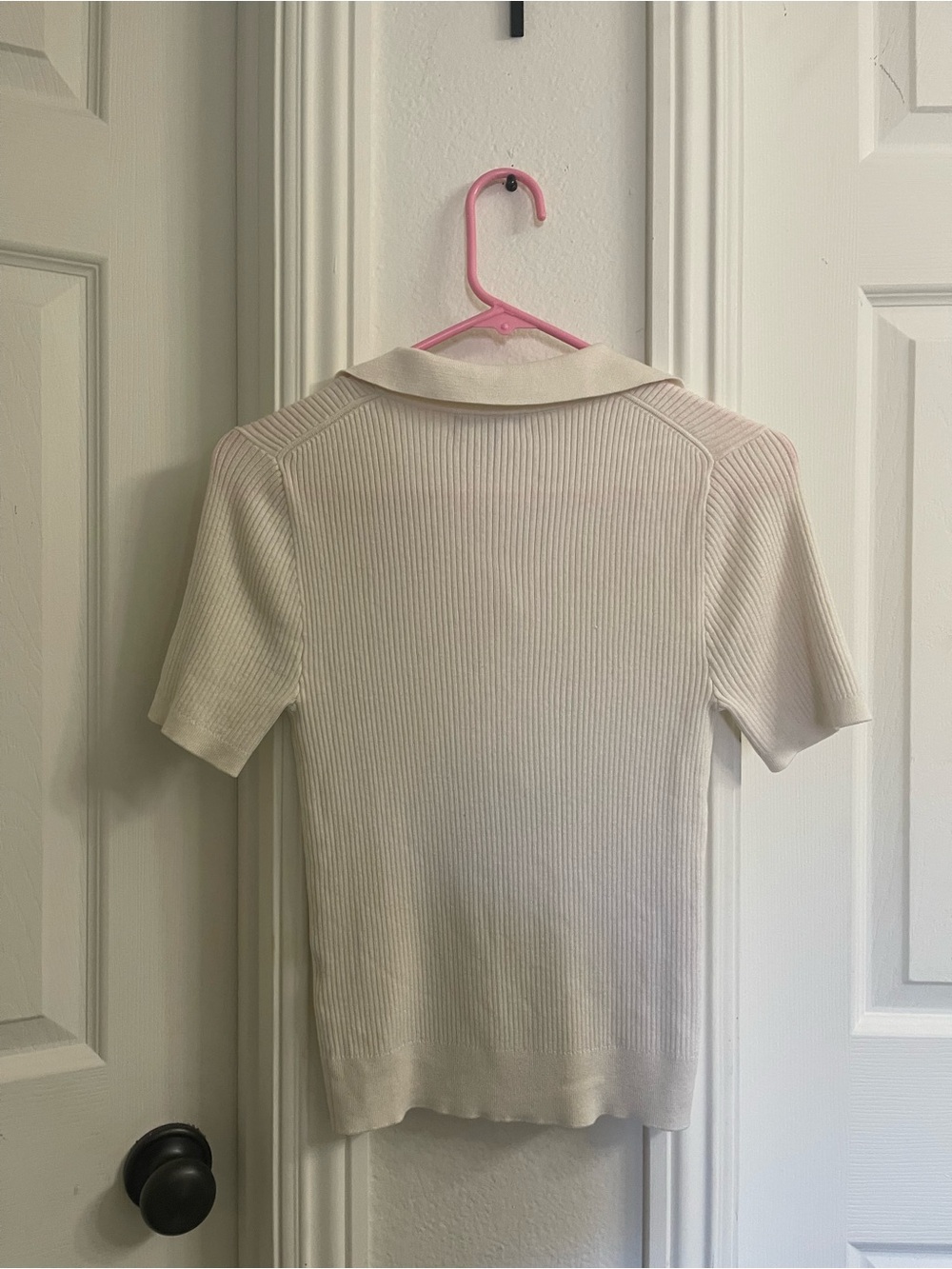 J.Crew Cream Ribbed Polo Shirt - Picture 4 of 5